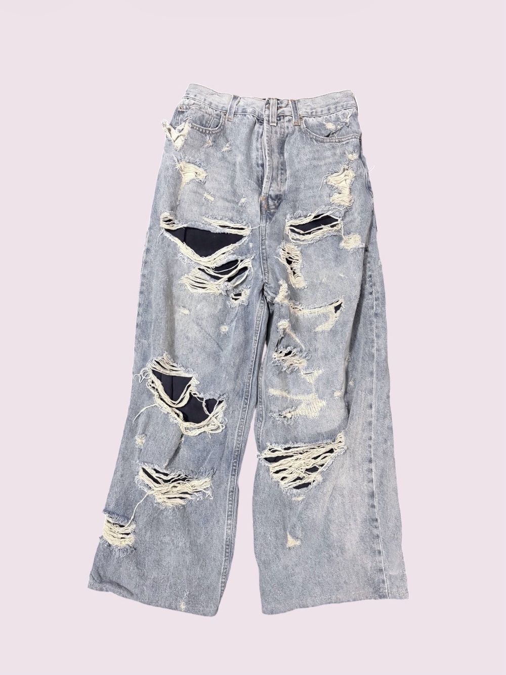 Balenciaga Super Destroyed Baggy Jeans Boxer Lining XS Light Wash - FW21